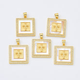 18K Gold Filled Cross Shell Pearl Charm, Cross Pendant for Religious Necklace Bracelet Jewelry Making Supply, 22x24mm, CP1990